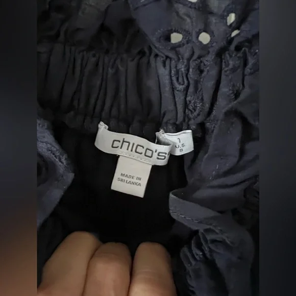 Chico’s Eyelet Off Shoulder Tiered Midi Dress - Picture 7 of 9